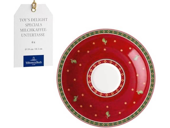 Villeroy & Boch Toy's Delight Specials Milchkaffee-Untertasse Rot 6er Set, Spülmaschinenfest, Mikrowellensicher, Untersetzer Für Kaffeetasse Weihnachten, Weihnachtsgeschirr Keramik, Premium Porzellan