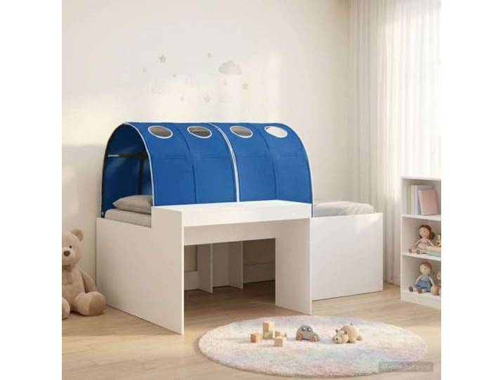 RJPLMFV Bett mit 3 Teilen, Weiß und Blau, Holz Lattenrost inklusive, modernes Design, optimale Belüftung, einfache Pflege