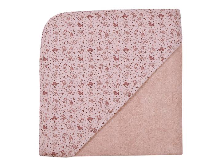 Kapuzenhandtuch WÖRNER Lamas altrosa Kapuzenbadetuch 100/100 , rosa (altrosa), B:100cm L:100cm, Frottee, Frottier, Handtücher, Kapuzenhandtuch, obere Lage der Kapuze aus bedrucktem Single-Jersey