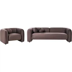 SOFA-SET 4-Sitzer Samtstoff Dunkelbraun Leiren