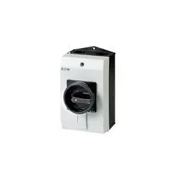 Eaton 233990 Hauptschalter, P1, 32 A, Aufbau, 3-polig, HALT-Funktion, mit schwarzem Drehgriff und Sperrkranz P1-32/I1/SVB-SW