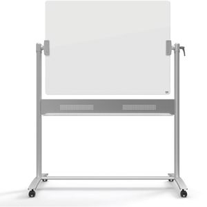 Nobo Glas-Magnettafel 1903943 mobil, auf Rollen, glänzend, weiß, beidseitig Glas, 120 x 90 cm