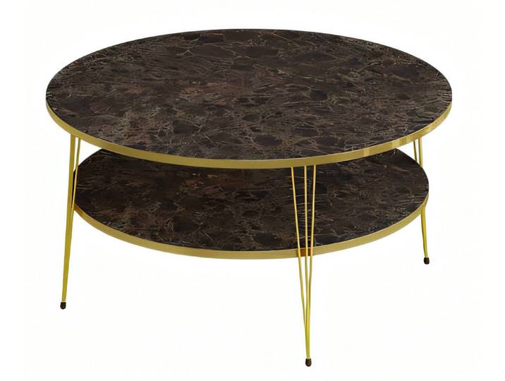 JVmoebel Couchtisch Eleganter Holz-Couchtisch mit Ablagefläche und goldener Kante (Packung), Made in Europe