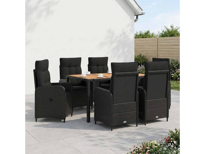 vidaXL Outdoortisch-Set 7 stk. Schwarz