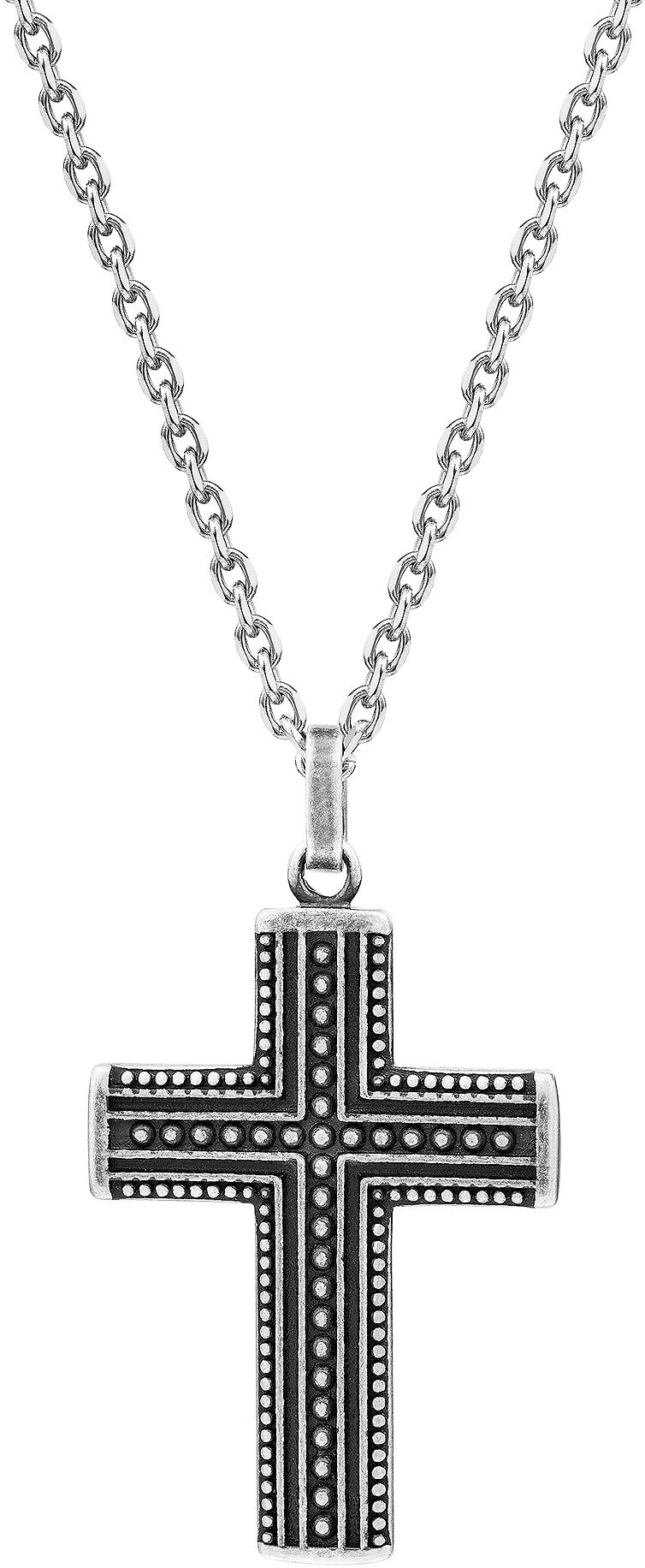 Kette mit Anhänger FIRETTI "Schmuck Geschenk Edelstahl Halsschmuck Halskette Kreuz" Gr. 45, schwarz, Halsketten, Damen, 45, Edelstahl, B: 2,2mm, B:2,2mm