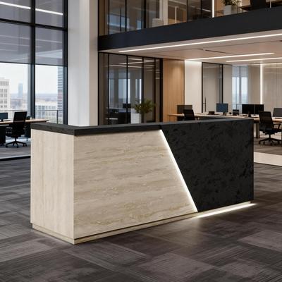 WESOME Reception Desk with Counter Dual Keyboard Trays & Cable Grommets