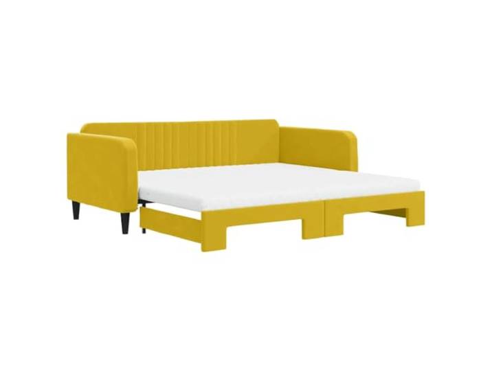 KTHLBRH Ausziehbares Schlafsofa Gelb 100 x 200 cm Samt 2 Matratzen Gestell aus Metall und Massivholz, Latten aus Sperrholz, Matratzenbezug aus Kupfergewebe, Füllung aus