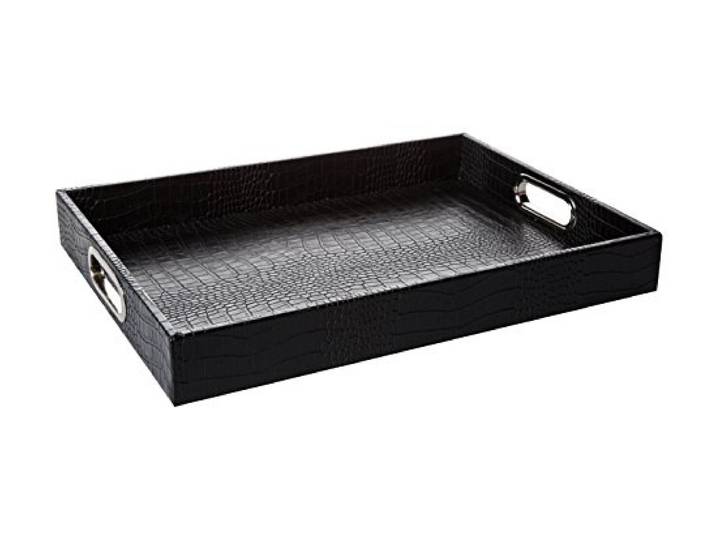 SIGNATURE HOME COLLECTION Tablett, Lederimitat, Schwarz