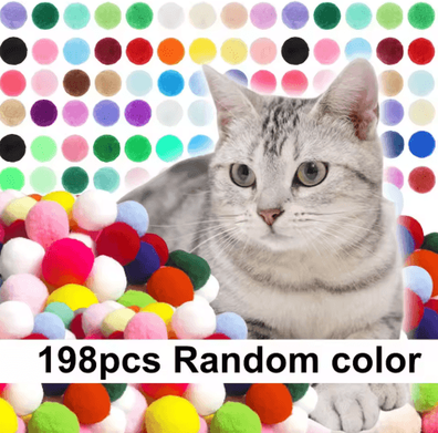 Inspire Picks Colorful Plush Cat Toy Balls For Interactive Play & Training 198pcs 3cm Random