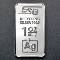 Silberbarren 1oz ESG geprägt gravierbar Recyclingsilber