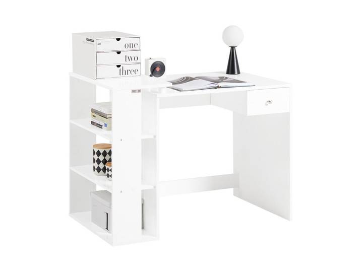 SoBuy Schreibtisch Weiß, 101x76x60 cm, Büromöbel, Schreibtische, Schreibtische