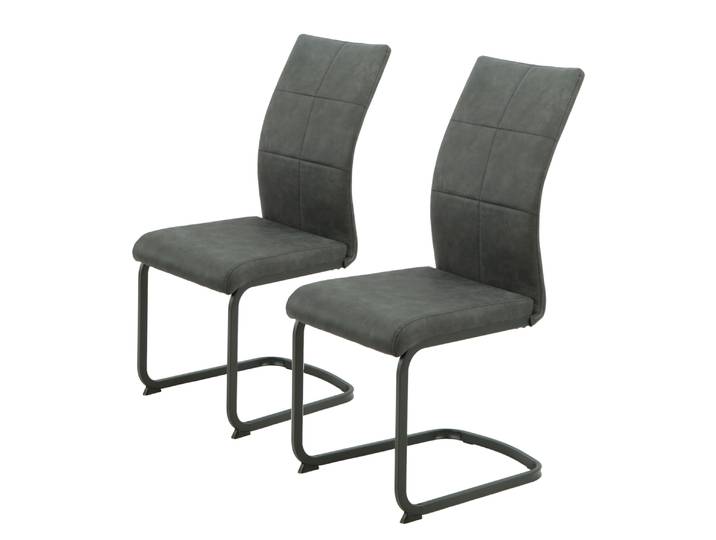 Chaises cantilever Melanie 2 pièces 42 x 98 x 60cm Gris/Anthracite
