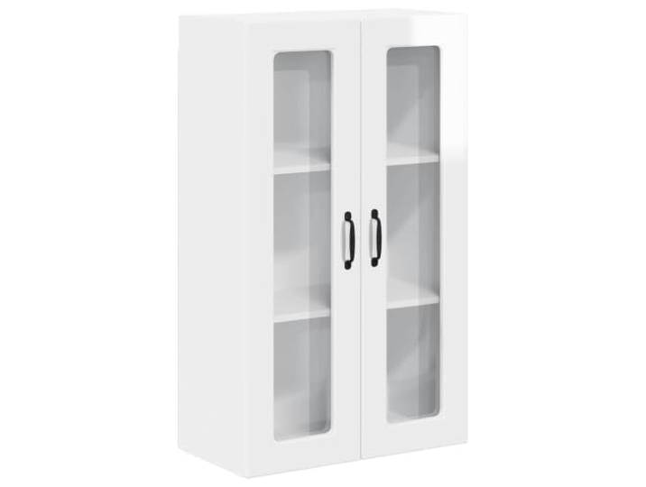 IBUQDDV Wandglas-Schrank Porto Hochglanz Weiß 60 x 31 x 100 cm Holzwerkstoff, Wandmontage, geräumige Fächer, Regalböden, Innenbereich, moderne Küche