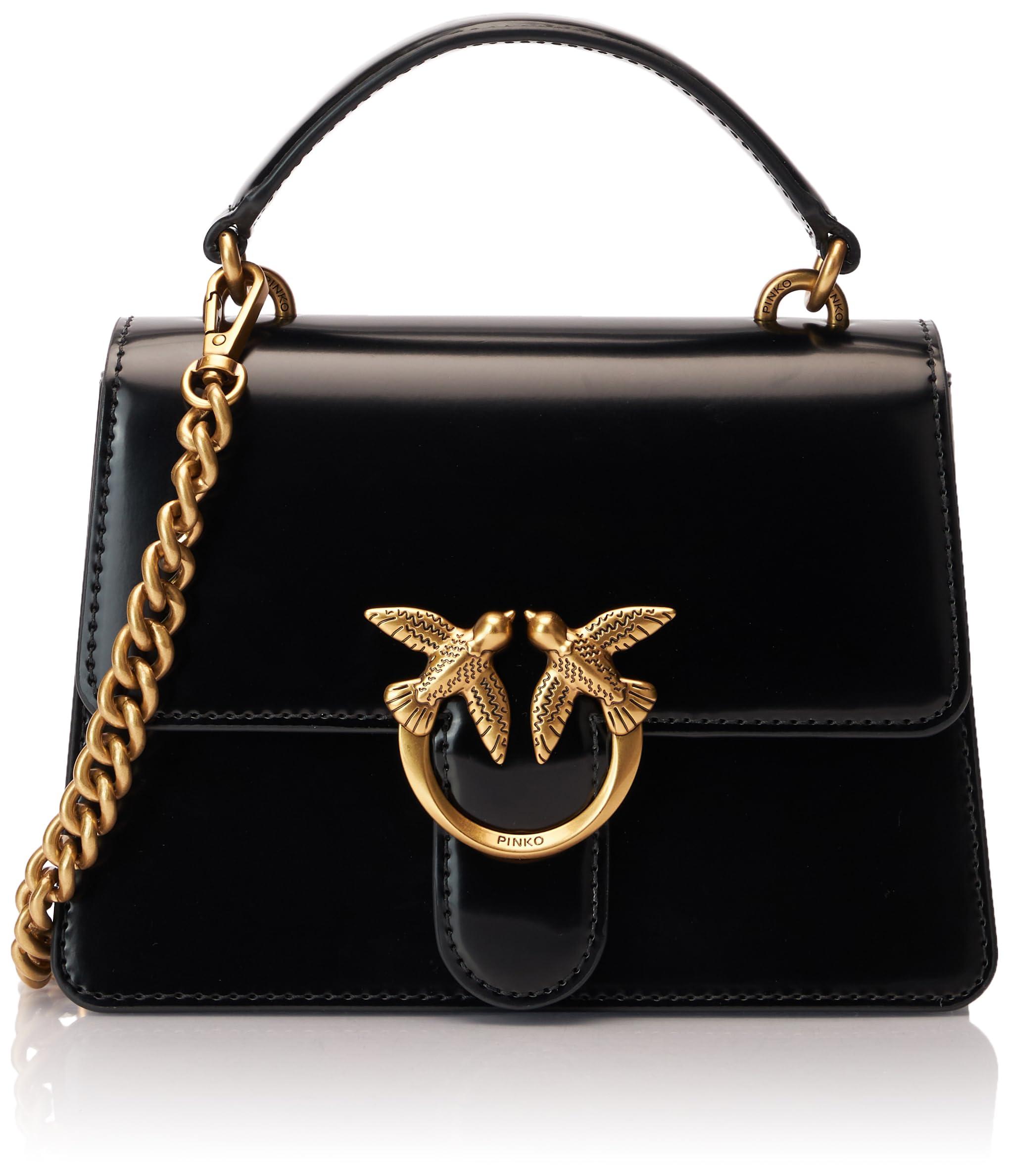 Pinko Damen Love One Top Handle Mini Light Gebürstetes Leder glänzend Tasche, Z9