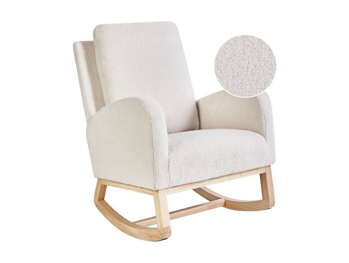 Fauteuil à bascule bouclé blanc cassé