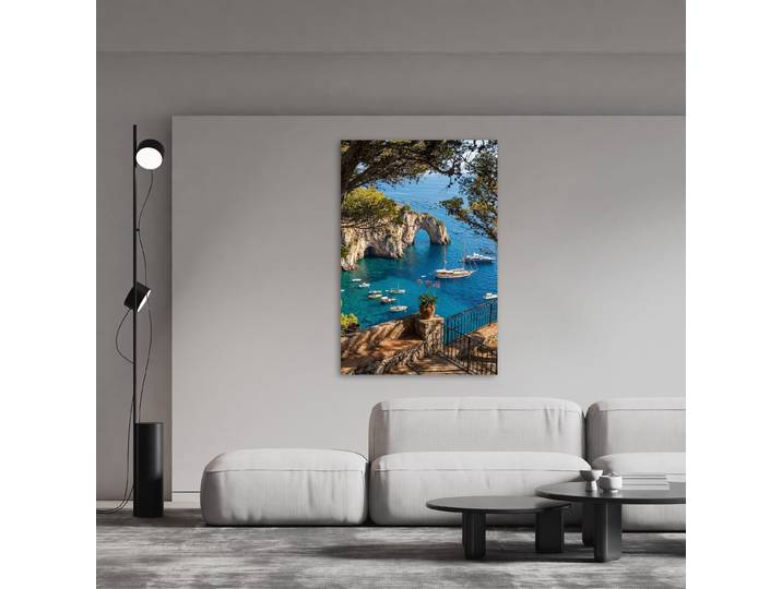 Acrylglasbild QUEENCE Blick von der Terrasse auf das Meer , farbe bild(er): blau,türkis,grün,mint, B:40cm H:60cm, Acrylglas, Bilder, Acrylglasbild, Wandbild Wohnzimmerdeko Urlaubsmotiv