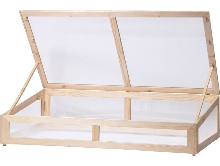 Frühbeet DOBAR, beige (natur), B:67cm H:31,5cm T:128cm, Holzwerkstoff, Pflanzgefäße, Frühbeet, Frühbeetaufsatz für Hochbeete oder Gartenboden