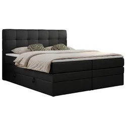 BOXSPRINGBETT LUKA KING 120/200 Schwarz Kunstleder - H4