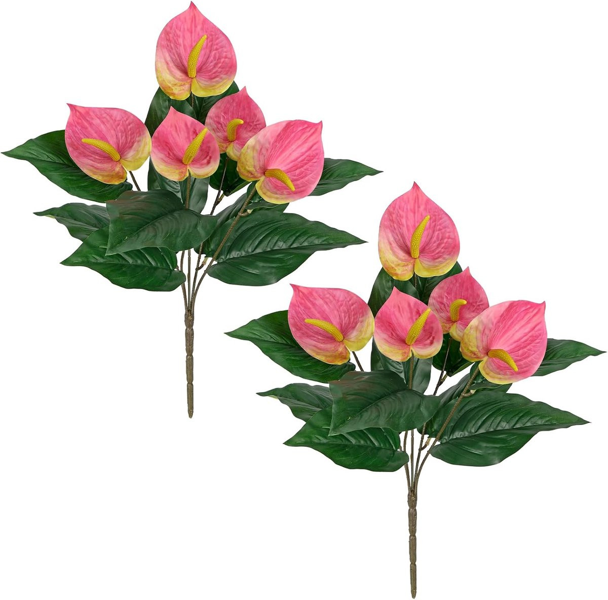 Set van 2 kunstplanten: flamingoplant en lelie in pot voor stijlvolle decoratie