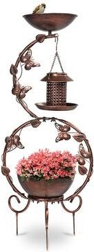 no 36 inch Bird Baths with Solar Lamp and Planter Pedestal for Outdoor