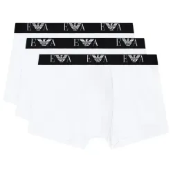 Emporio Armani für Herren. EM000259_AF14131 Dreierpack Boxershorts mit weißem Logo (S), Heimtextilien, Baumwolle