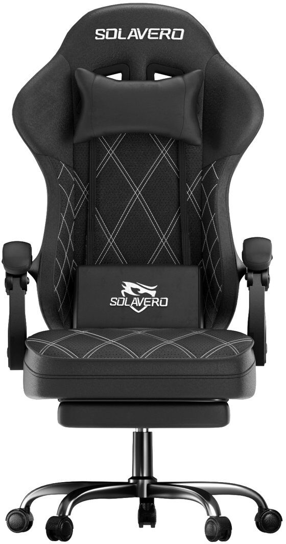 Brayden Studio Game Chair with Footrest, Video Game Chair, Gaming Computer Chair, Ergonomic Height Adjustable Game Chair for Adults with with 360°-Swi Black 130cm H X 72cm W X 72cm D