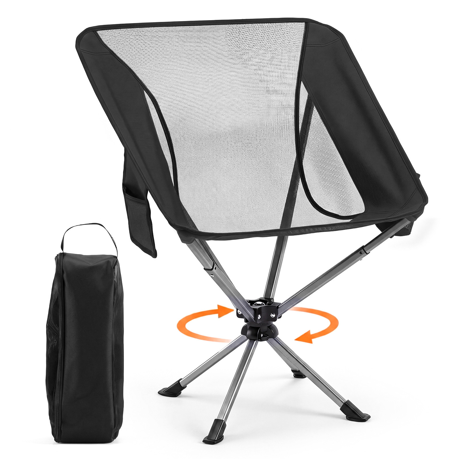 Costway Draaibare Campingstoel Opvouwbare Klapstoel tot 150 kg Belastbaar Ultralicht Outdoor