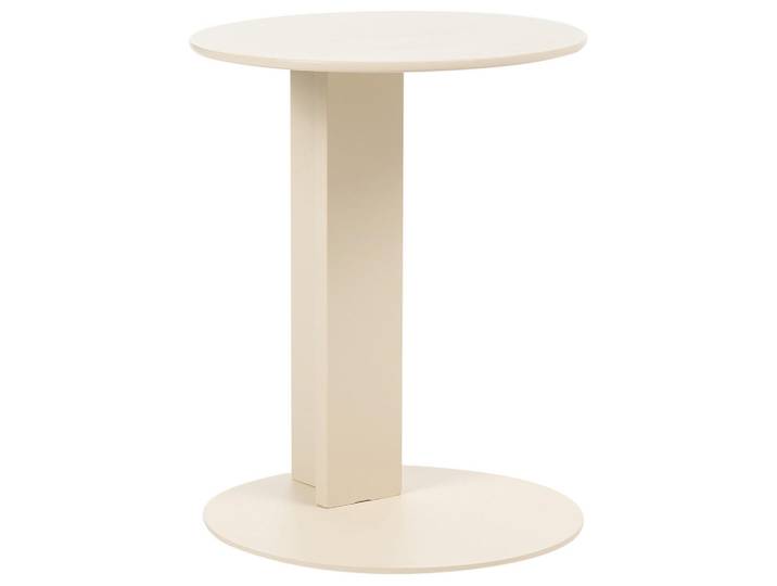 Beliani Outdoor-Beistelltisch 40/40/Metall Beige Vanzago, Rund, 40x51x40 cm, Gartenmöbel, Gartentische, Garten-Beistelltische