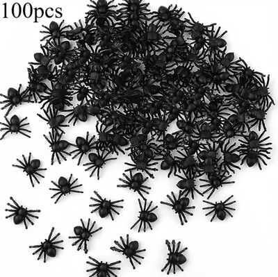Inspire Curations 100PCS Realistic Mini Black Plastic Spiders Halloween Prank Decorations 100pcs