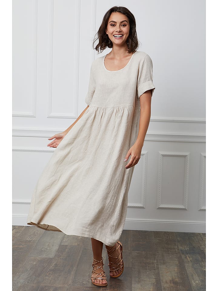 Fleur de Lin Leinen-Kleid "Gustavo" in Beige - XL
