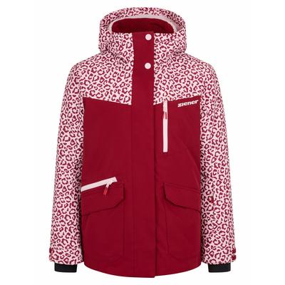 Skijacke ZIENER "AKONIA-Z AQUASHIELD MÄDCHEN", Mädchen, Gr. 140, rot leo, Obermaterial: 100% Polyester. Futter: 100% Polyamid. Futter 2: 100% Polyester. Wattierung: 100% Polyester, Jacken Skijacke, wasser- u. winddicht, atmungsaktiv, warm,...