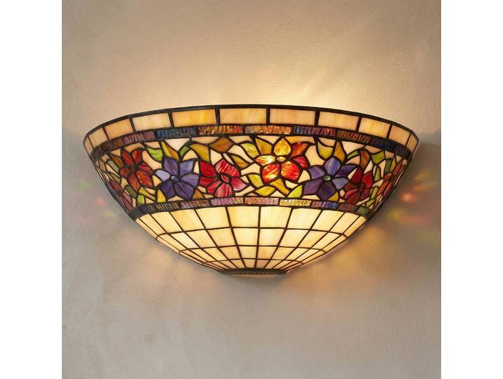 Artistar Tiffany Wandlampe FLORA, dimmbar, Multicolour, für Wohn- / Esszimmer, Glas, Tiffany, Wandleuchte, Wandlampe Innen