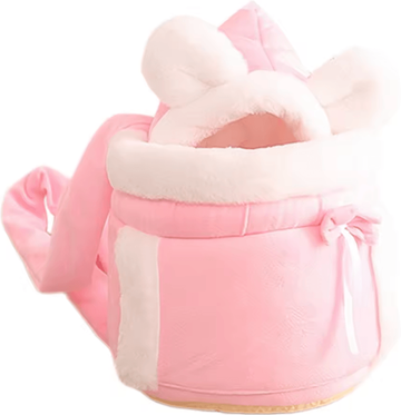 Inspire Curations Winter Warm Plush Cat Backpack Carrier For Outdoor Travel pink xl