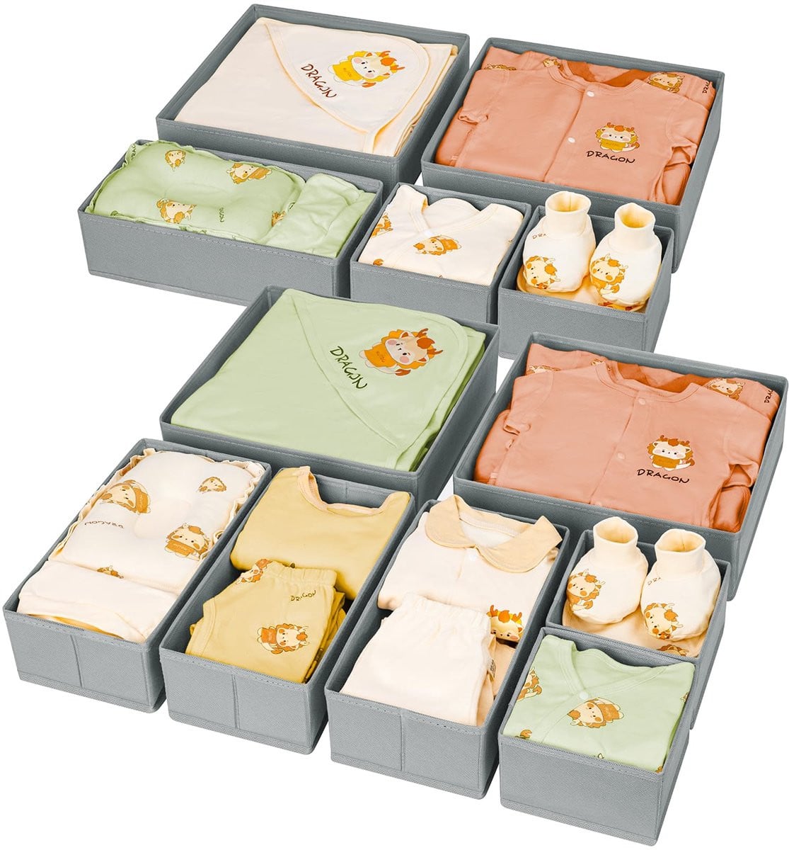 Ibenzoa Lade-organizer set van 12 stuks voor kleding, sokken en accessoires, grijs