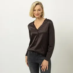 ANNA VON GRIESHEIM Blusenshirt, langarm V-Ausschnitt mit offener Kante figurumspielend