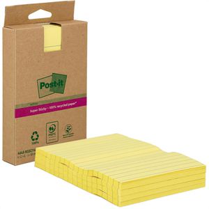 Post-it Haftnotizen Recycling Super Sticky, gelb, 102 x 152mm, selbstklebend, 4x 45 Blatt