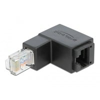 Adapter RJ-45 Cat.6 Stecker > Buchse, 90° unten abgewinkelt schwarz
