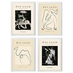 POSTER Set mit 4 Picasso Noir Tristeza Sammlung A4 Weißer Rahmen