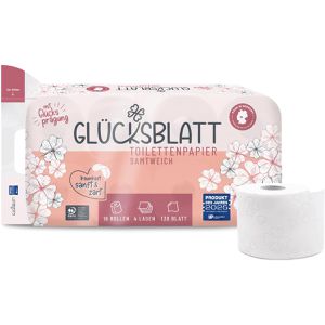 Glücksblatt Toilettenpapier Samtweich, 4-lagig, Tissue, 130 Blatt, 16 Rollen