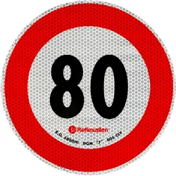 Reflektierender Aufkleber LAMP Geschwindigkeitsbegrenzung 80 km/h Schild B-33