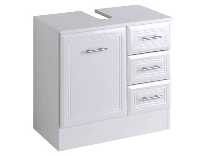 Waschbeckenunterschrank WELLTIME Neapel , weiss (weiß), B:60cm H:56cm T:35cm, Holzwerkstoff, MDF, Schränke, Waschbeckenunterschrank, Breite 60 cm, mit Hochglanzfronten und eleganter Fräsung