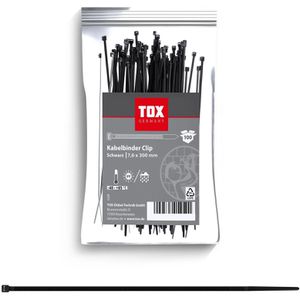 Tox Kabelbinder Clip 099600031, Kunststoff, 300 x 7,6mm, schwarz, UV-beständig, 100 Stück