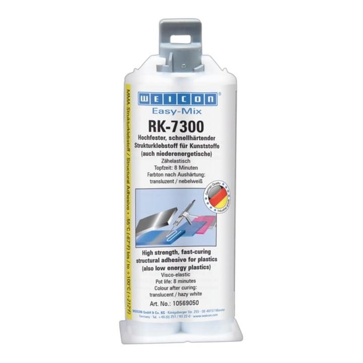 WEICON Easy-Mix RK-7300, Acrylat-Strukturklebstoff für niederenergetische Kunststoffe, 50 ml, transluzent / nebelweiß (10569050)