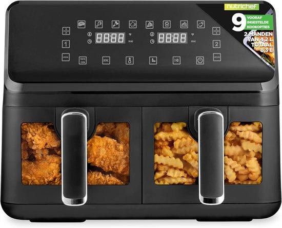 Dubbele Mand Airfryer Zwart met Transparant Venster 8,8 Liter