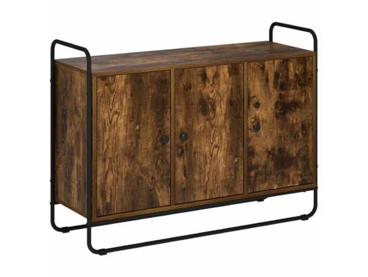 Foknhdi Sideboard Kommode 3 Türen Küchenschrank 102x35x75 cm Geschlossene Anrichte mit Metallbeinen für Wohnzimmer und Esszimmer schafft strukturierten Stauraum.