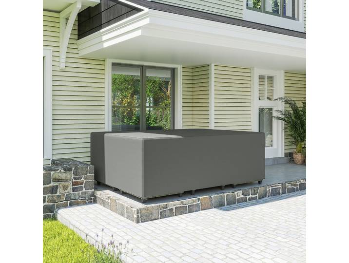 Outsunny Housse Salon Jardin Imperméable 275x205x90cm Gris