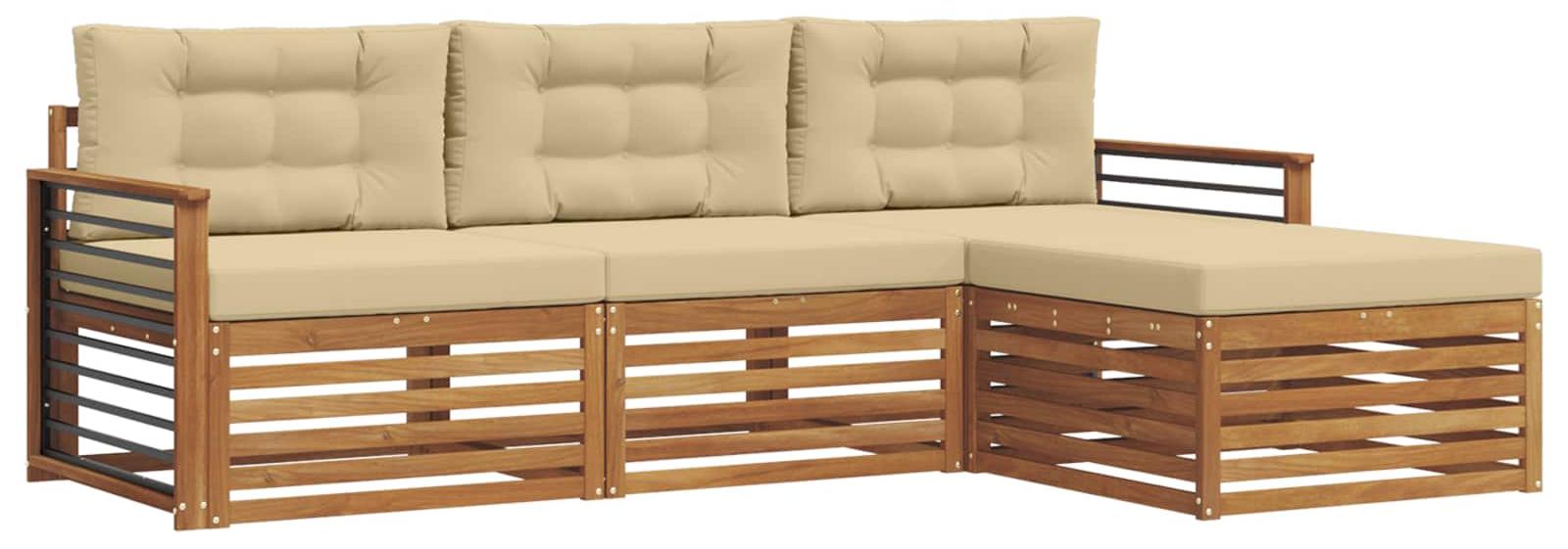 Outdoor-Sofagarnitur Natur und Beige 249,5 x 162,5 x 73 cm