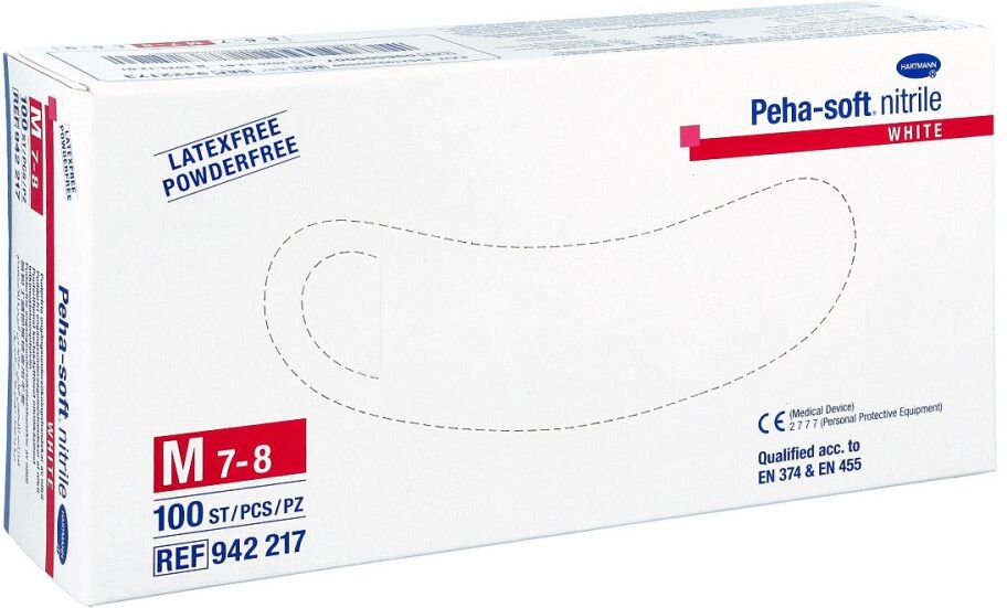 Peha Soft nitrile white Unt.hands. pud.fr. unsteril M 100stk