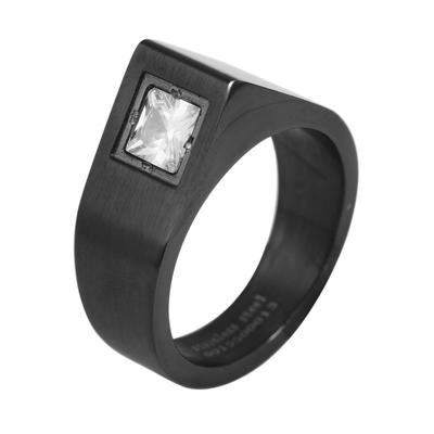 Fingerring AKZENT "Sawad, langlebig" Gr. 58, schwarz, Fingerringe, Damen, 58, Edelstahl, Fingerring