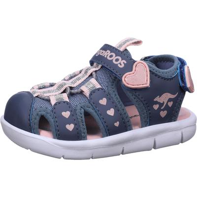 Sandale KANGAROOS "K-Mini", Mädchen, Gr. 22, blau (dunkelblau), Synthetik, Schuhe Sandale, mit Klettverschlüssen